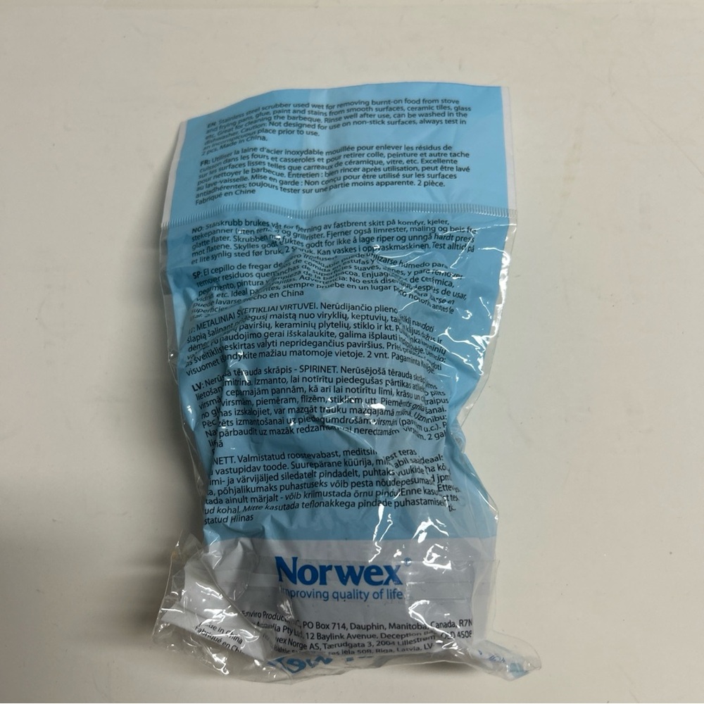 Norwex Spirinett Pack of 2 Stainless Steel Scouring Pad Pot Scrubber Sponges - Picture 2 of 2